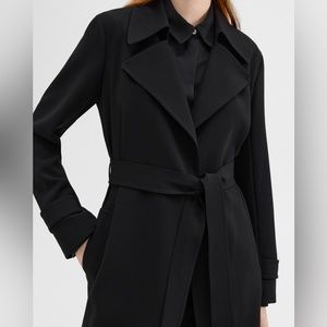 Theory Oaklane Crepe Trench, size P, Black.
